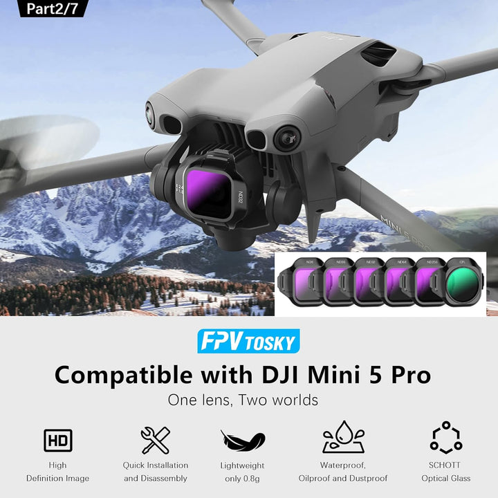 FPVtosky Hartschalen-Zubehör-Set für DJI Mini 5 Pro, Drohnenzubehör-Kit enthält Dual Layer Case, RC2