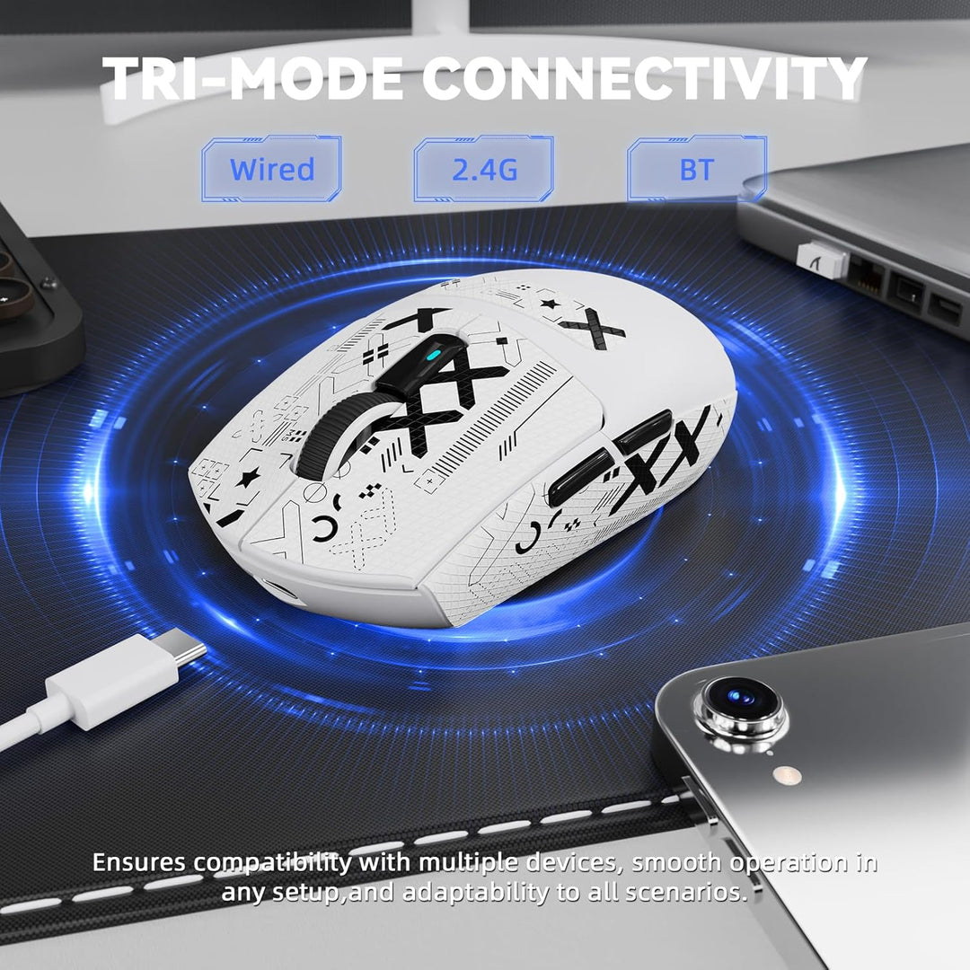 MAMBASNAKE x Attack Shark G3PRO Gaming-Maus mit Magnetischer Ladestation, BT/2.4G Wireless/Kabel, Pi