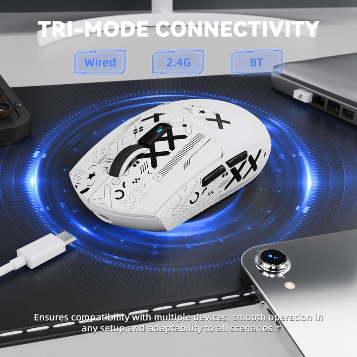 MAMBASNAKE x Attack Shark G3PRO Gaming-Maus mit Magnetischer Ladestation, BT/2.4G Wireless/Kabel, Pi