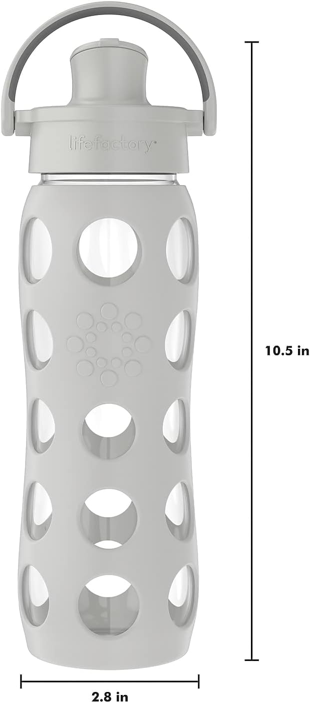Lifefactory 624 ml Active Flip Cap Glas Wasserflasche 624 ml Cool Grey 22oz Cool Grey, 651 ml Grau -