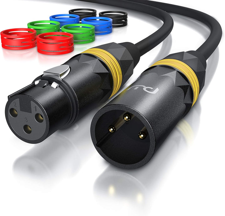 CSL - 10m Mikrofonkabel - XLR Stecker auf XLR Buchse - Audio Kabel - je 4 Farbringe: rot blau gelb g