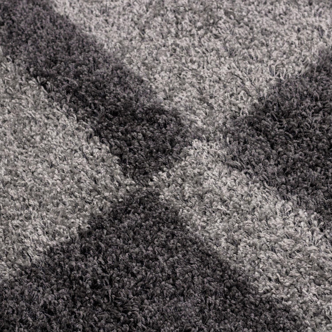 Carpetsale24 Teppich Wohnzimmer Moderne Kariert Design Shaggy Flokati 120 x 170 cm Grau - Hochflor T