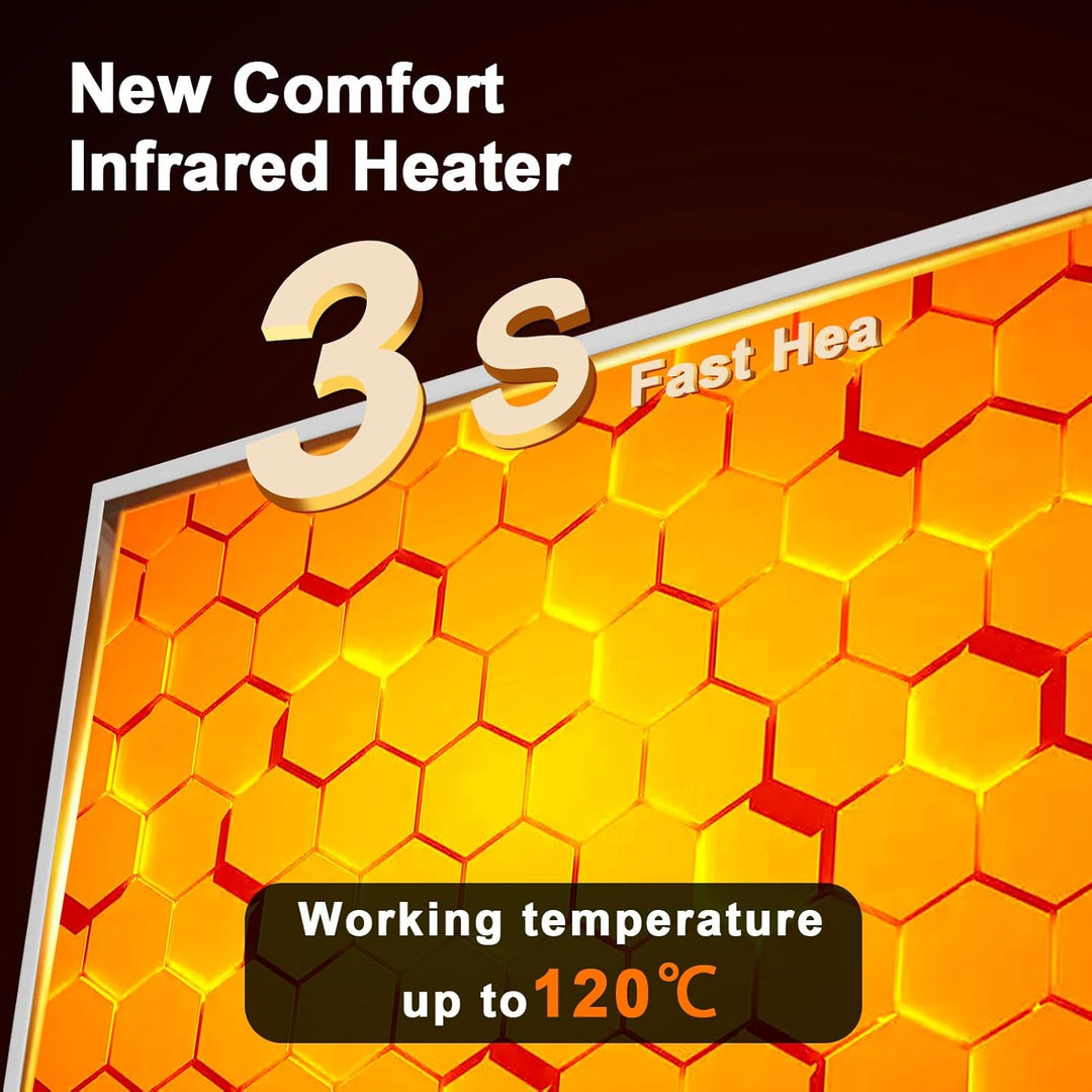 Infrarotheizung Bild 800W - Schnellwärmend in 1-3 Min. - Energieeffizient mit Überhitzungsschutz - F