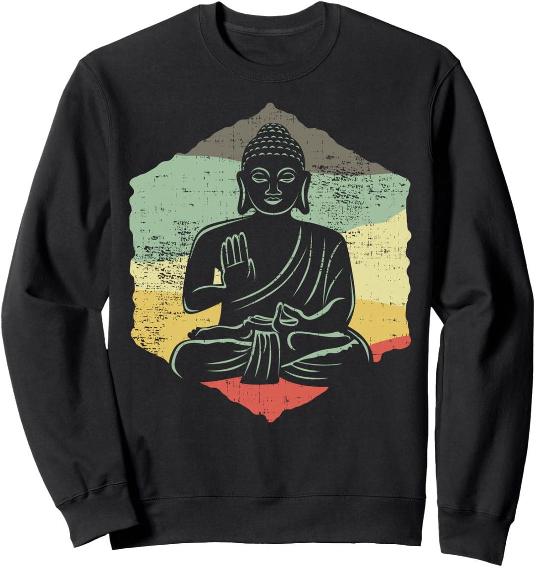 Buddha-Meditationsgeschenk im Retro-Stil, Vintage-Stil Sweatshirt