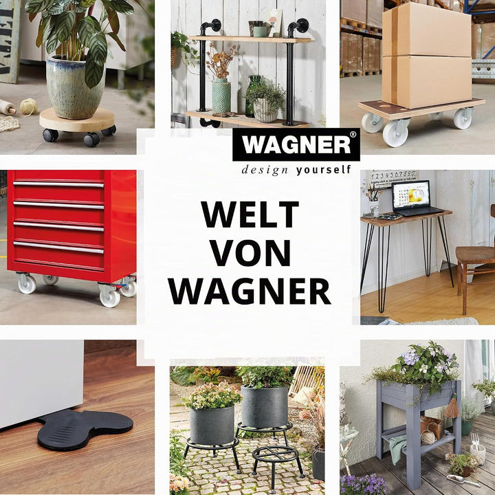 WAGNER Pflanzenroller BLACK Ø 33 x 4 cm I Pflanzenroller für den Innenbereich, MDF mit Melaminbeschi