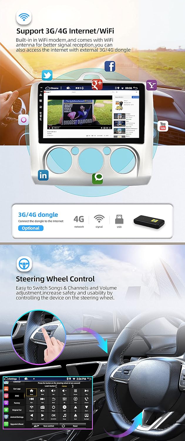 JOYX Android 12 Autoradio Passt für Ford Focus (2004-2011) - [4G+64G] - Eingebaut DSP/Carplay/Androi