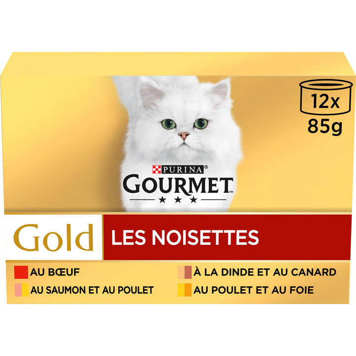 GOURMET - Haselnüsse Rindfleisch, Hühnerleber, Truthahn-Ente, Lachs-Huhn, 8er Pack (8x12x85g)