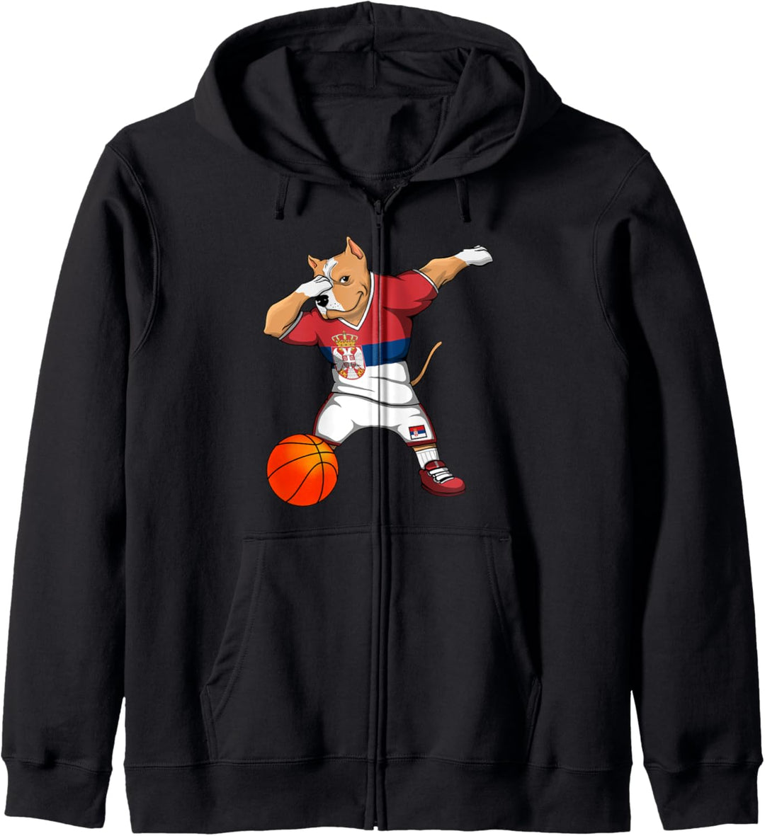 Dabbing Pit Bull Serbien Basketball Fans Trikot Serbian Sport Kapuzenjacke
