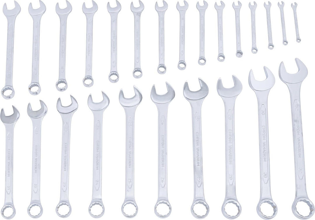 BGS 1190 | Maul-Ringschlüssel-Satz | 25-tlg. | SW 6 - 32 mm | Gabelringschlüssel 6 - 32 mm Silber, 6