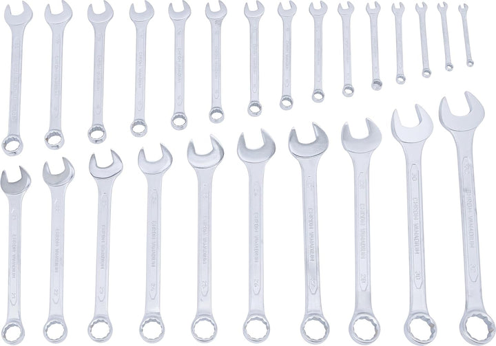 BGS 1190 | Maul-Ringschlüssel-Satz | 25-tlg. | SW 6 - 32 mm | Gabelringschlüssel 6 - 32 mm Silber, 6