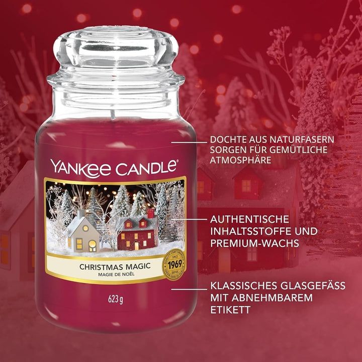 Yankee Candle Duftkerze im Glas (Grosse Kerze im Glas) | Christmas Magic | Brenndauer bis zu 150 Stu