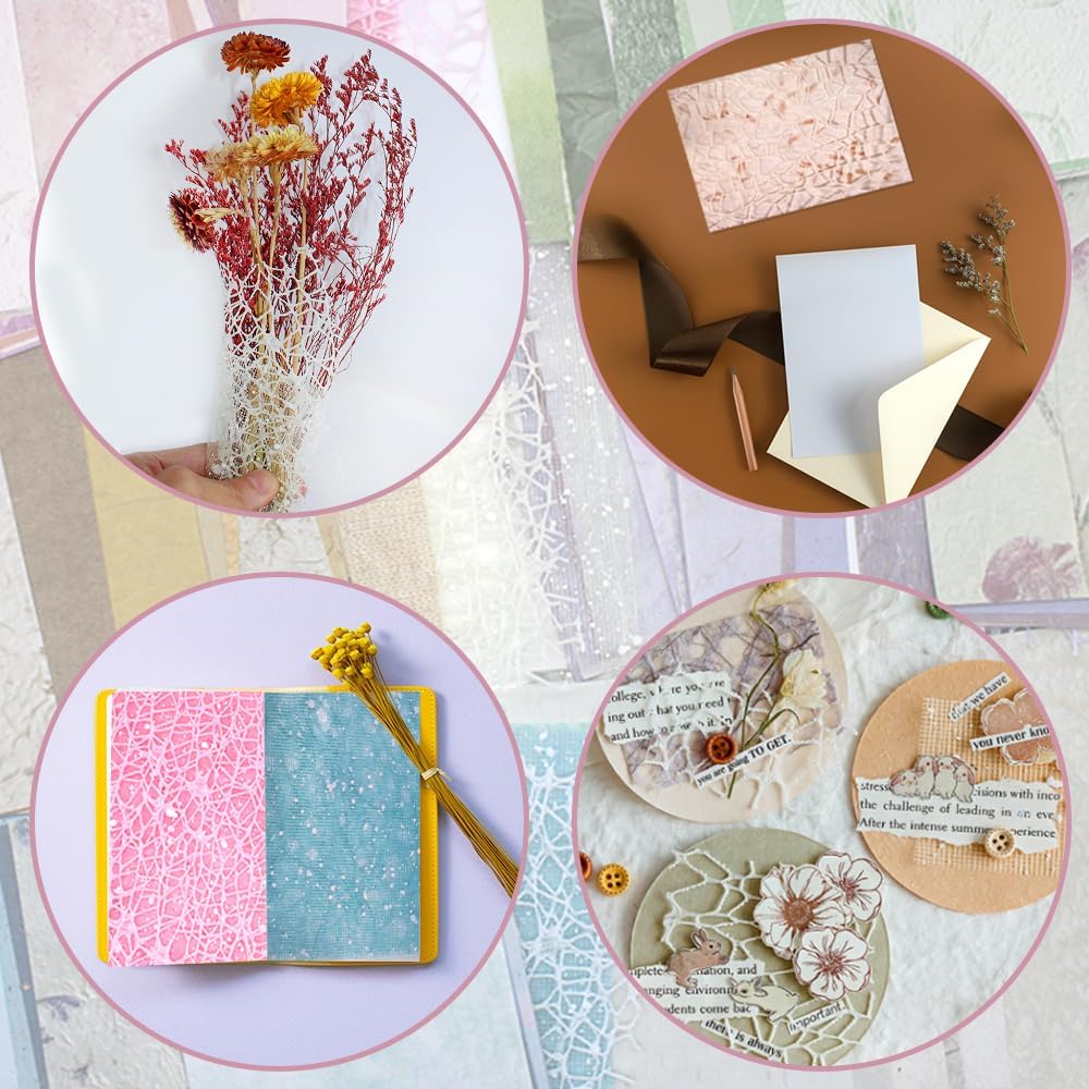156 Blatt Scrapbook Papier Strukturpapier Sortiertes Set, FineGood Dekoratives Netzstoffpapier für K