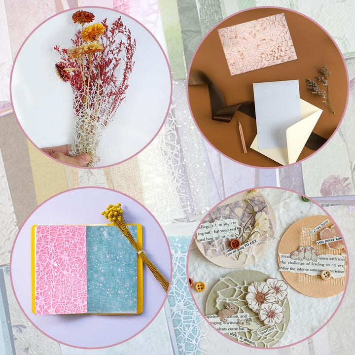 156 Blatt Scrapbook Papier Strukturpapier Sortiertes Set, FineGood Dekoratives Netzstoffpapier für K