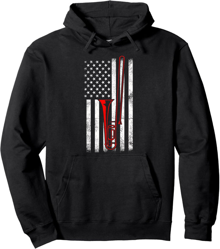 Amerika Flagge Posaunisten Geschenk Posaune Pullover Hoodie