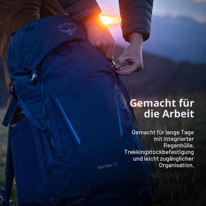 Osprey Europe Herren Kestrel 48 Rucksack Atlas Blue S-M, Atlas Blue S-M