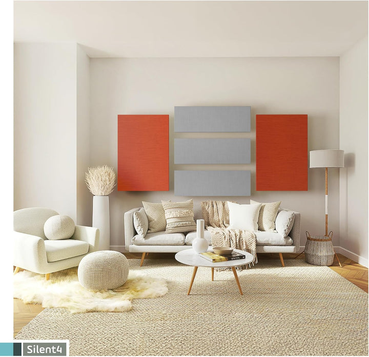 SILENT4® Schallabsorber Wand 114x33x5cm Akustikbild Akustikpaneele aus Akustikvlies, Klettverschluss
