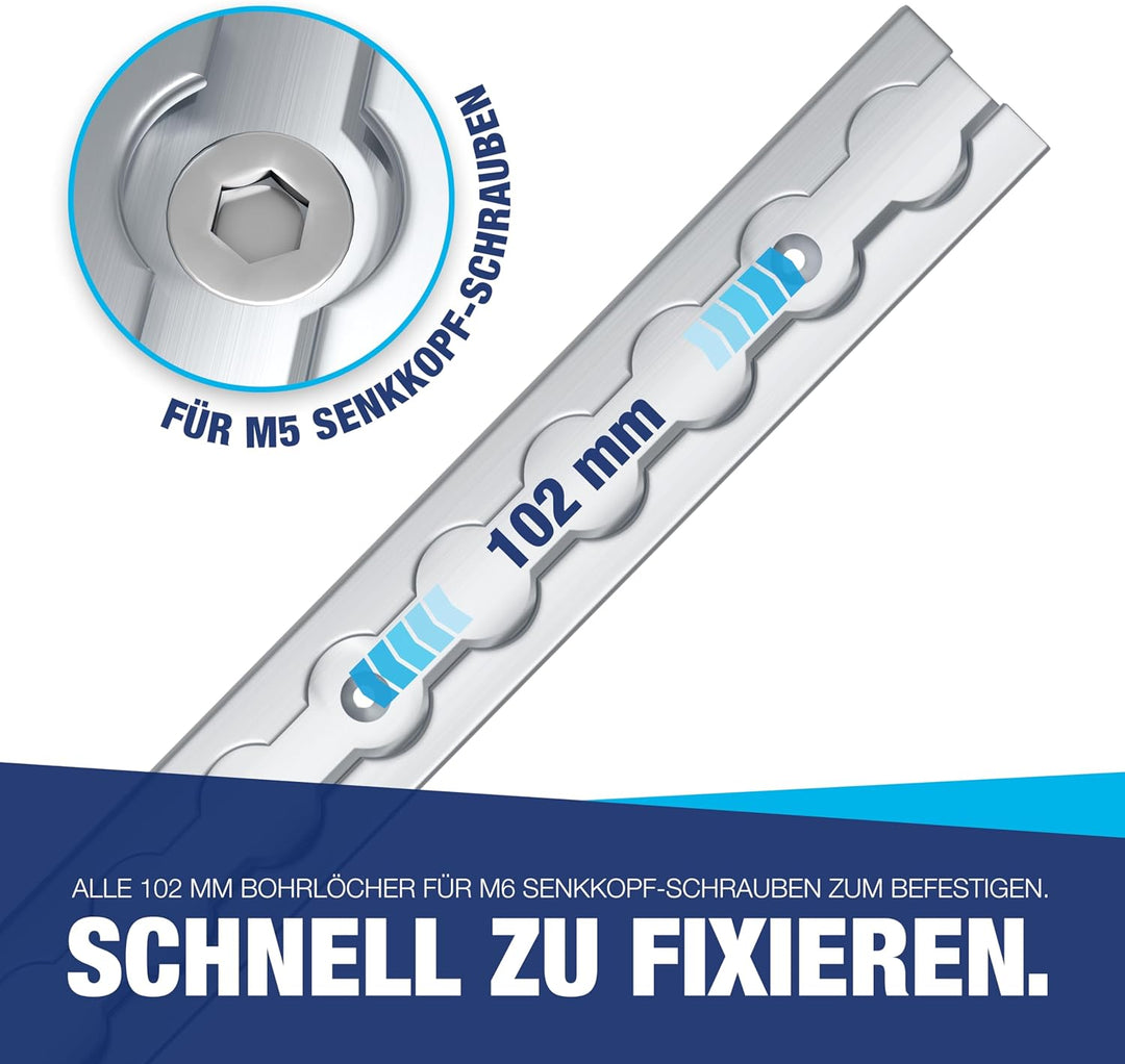NTG Airlineschiene 2 Stück je 2m mit 10 Stück Fitting | eckige Form | mit Bohrungen | 1975mm | Alumi