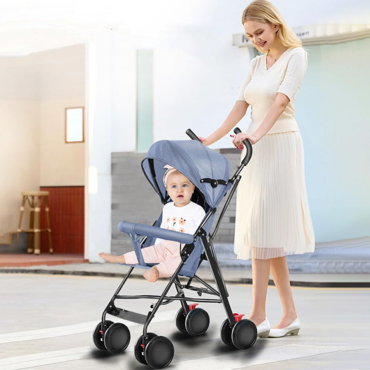 Kinderbuggy, Kinderwagen Zusammenklappbar, Reise-Kinderwagen mit Wattepads und Moskitonetzen (Blau),