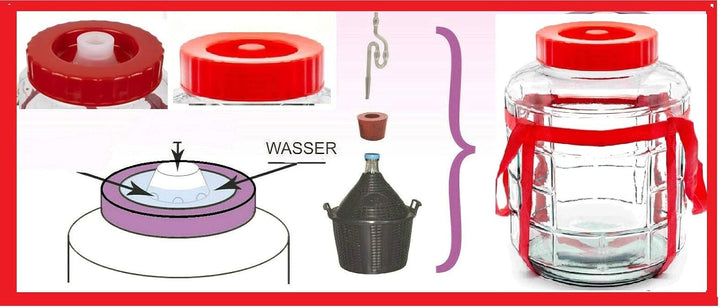 16 L Universelles Glas mit Gärsystem Gärbehälter Glasballon Gärball Weinbehälter Gärbottich on Weinb