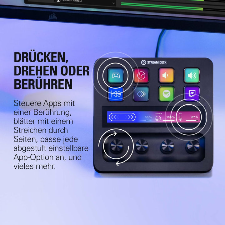 Elgato Stream Deck + XLR - Audio-Mixer &amp; Controller, XLR-zu-USB-Mikrofon-Schnittstelle, Kompatibel m
