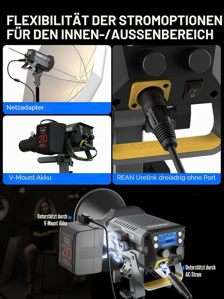 Videoleuchte, Colbor CL220R RGB 220W Dauerlicht mit M/G Balance 2700-6500K CRI96+ Bowens Mount Light