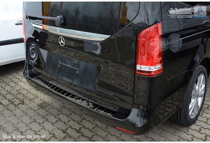 Spiegelschwarz Edelstahl Heckstossstangenschutz kompatibel mit Mercedes Vito / V-Klasse 2014-2019 &amp;