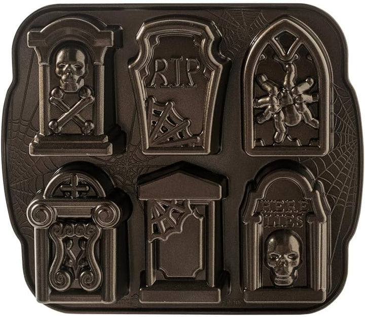 Nordic Ware Backform Tombstone Cakelet Pan Aluminium Braun, 28,7cm x 28,2cm, NW 91848, Tombstone Cak