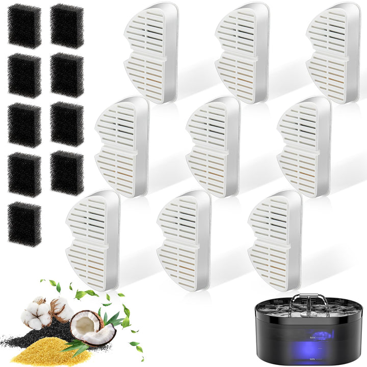 Cat Fountain Filter, 9 Pieces Filters + 9 Pieces Foam Filters for Cat Drinking Fountain, Filtering H