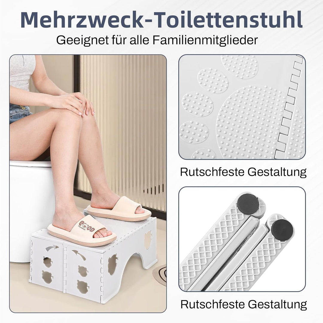 Toilettenhocker Klappbar - Physiologischer Hocker Badezimmer für Erwachsene und Kinder - WC Hocker f
