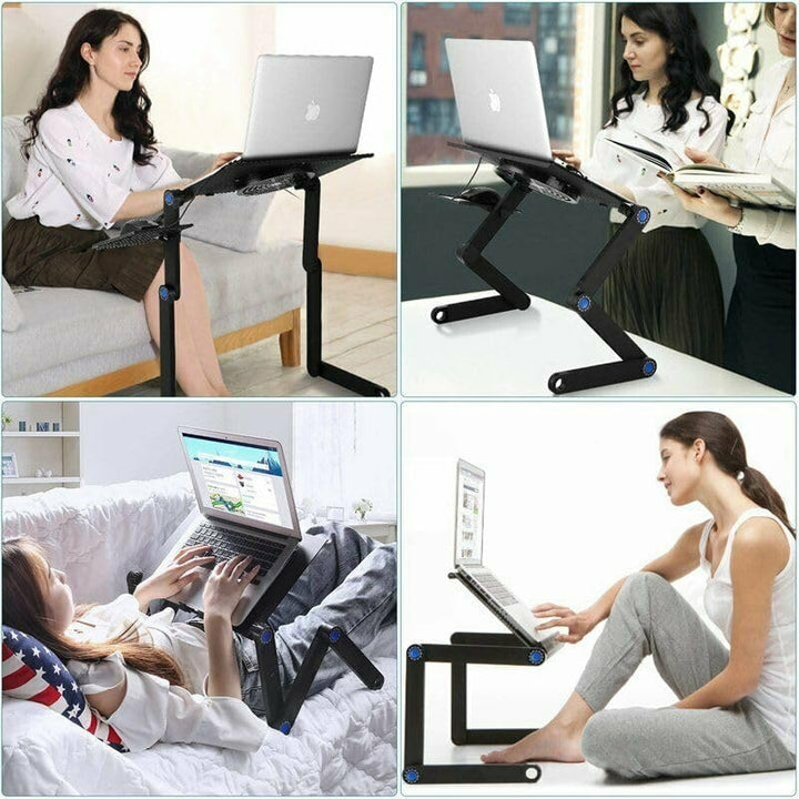 INF Verstellbarer Laptoptisch mit Mausmatte - Schwarz