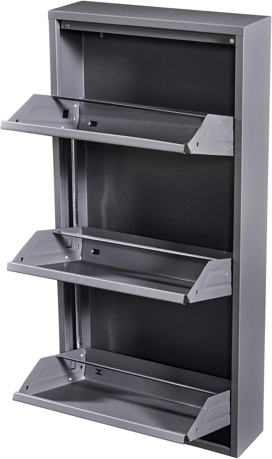 [en.casa] Schuhschrank Sokndal Schuhkipper mit 3 Klappen Metall Schuhkommode für 6 Paar Schuhe 104 x