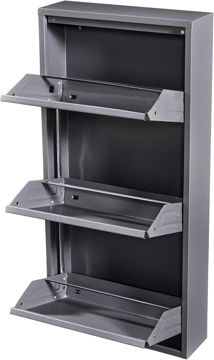[en.casa] Schuhschrank Sokndal Schuhkipper mit 3 Klappen Metall Schuhkommode für 6 Paar Schuhe 104 x