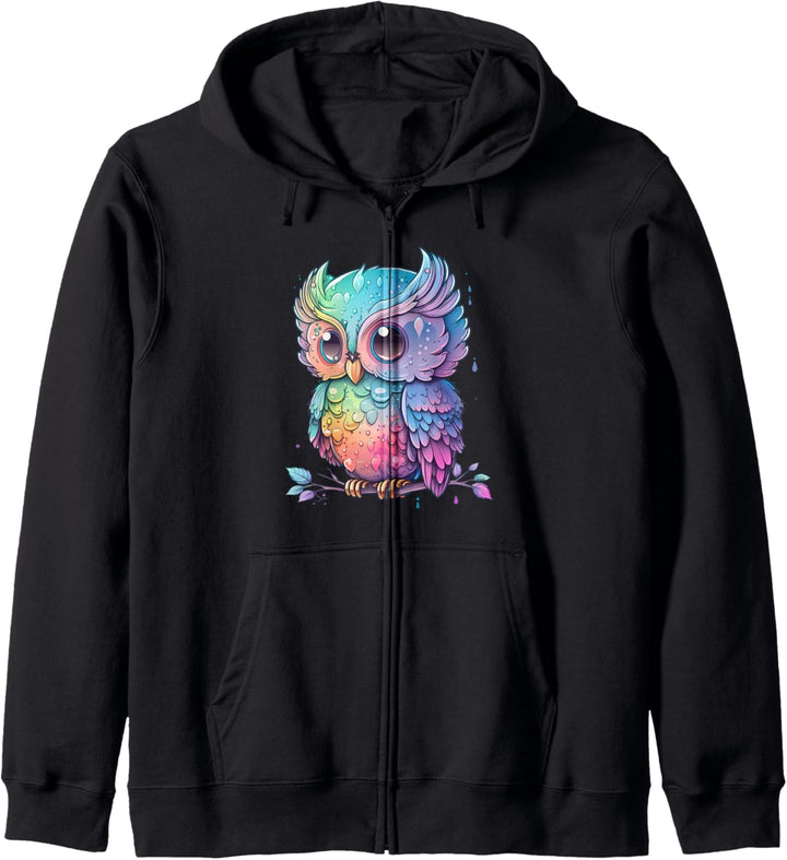 Bunte Eule mit grossen Augen Kapuzenjacke