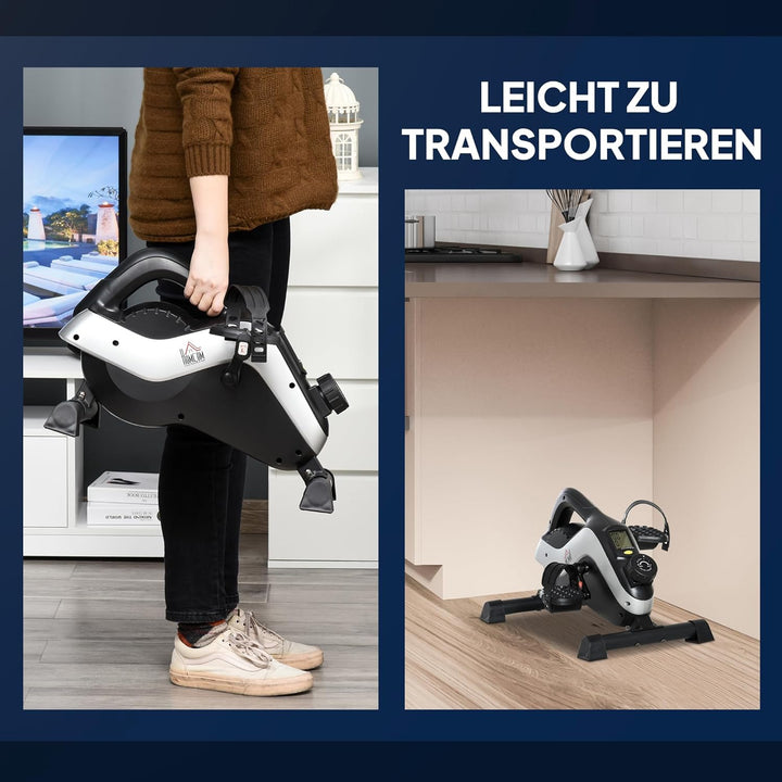 HOMCOM Mini Heimtrainer Pedaltrainer für Beintraining Pedal-Trainer mit LCD-Display Befestigungsgurt