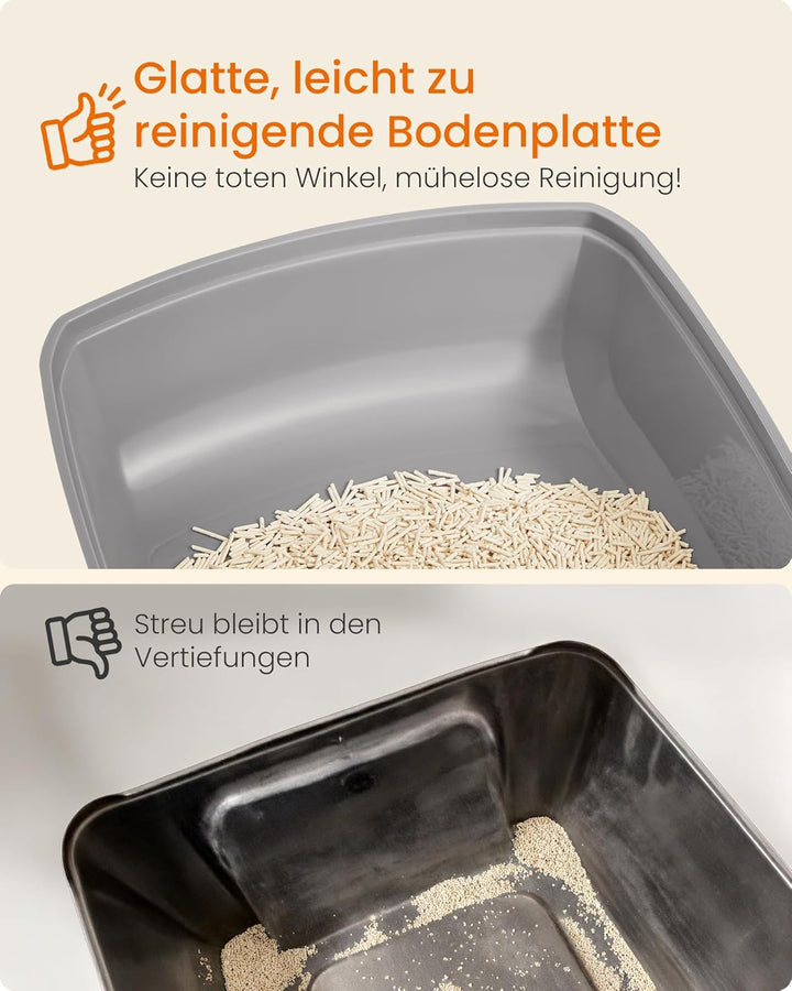 Feandrea Katzenklo mit hohen Seitenwänden, XL, offene Katzentoilette, mit Schaufel, für Kätzchen und