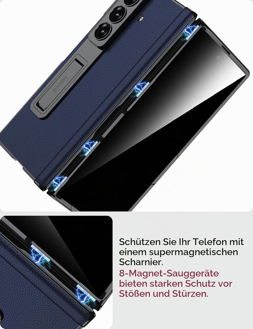 Miimall Privacy Case Kompatibel mit Samsung Galaxy Z Fold 7 Hülle Anti-SPY Displayschutz+Scharniersc