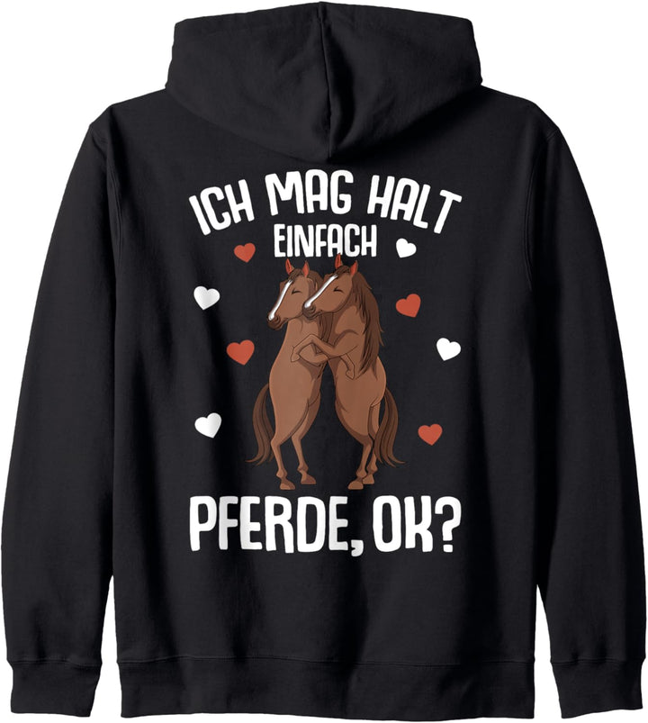 Ich mag halt Pferde Mädchen Reiterin Pferd Kapuzenjacke
