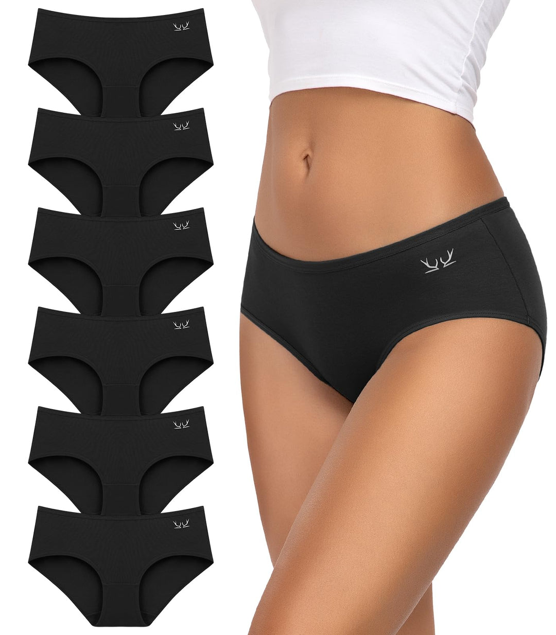 TANSTC Damen Unterhosen Baumwolle 6er-Pack Hipster Slips, Niedrige Taille &amp; Stretch, Atmungsaktiv S