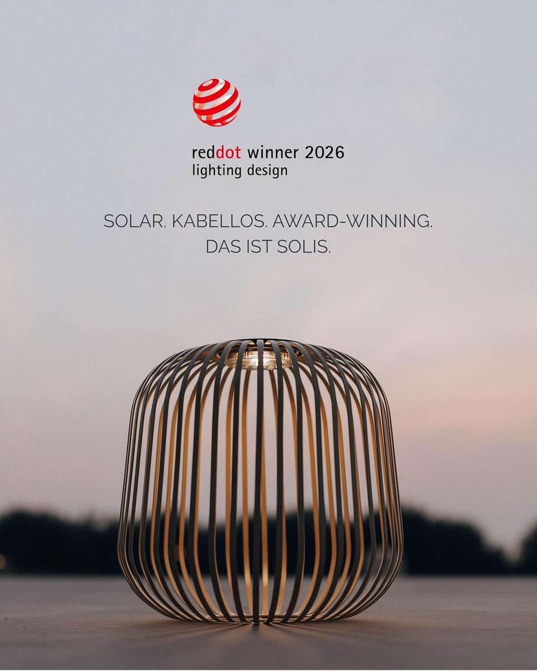 LUUK Studio Moderne Outdoor Solarlampe SOLIS, LED Tischlaterne & Windlicht für Garten, Balkon & Terr
