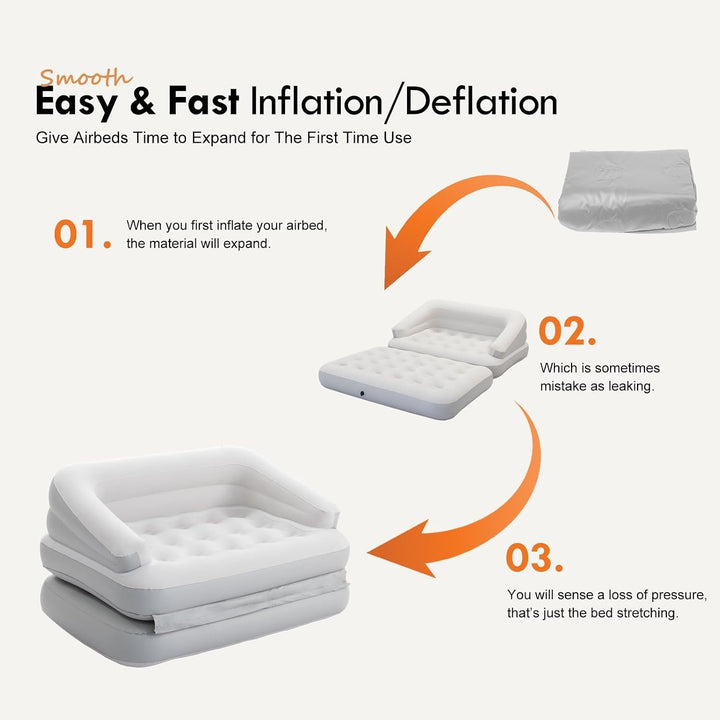 Aufblasbare Couches Schlafsofa, beflockte Luftmatratze Bett mit Armlehne, Doppelgrösse