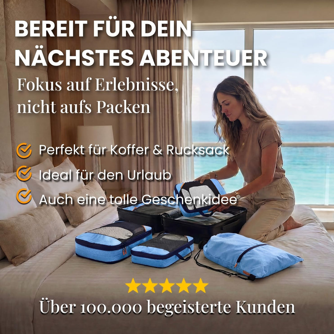 Compression Packing Cubes Set für mehr Platz im Koffer & Backpack - Packwürfel Packing Cubes Compres