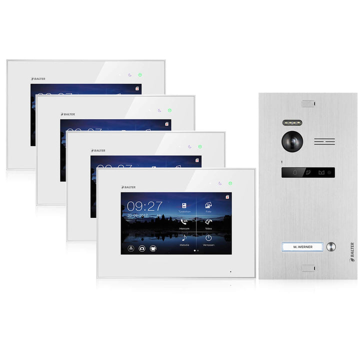 BALTER EVO Video Türsprechanlage ✓ Touchscreen 4x 7 Zoll Monitor ✓ Smartphone App ✓ 2-Draht BUS ✓ Tü