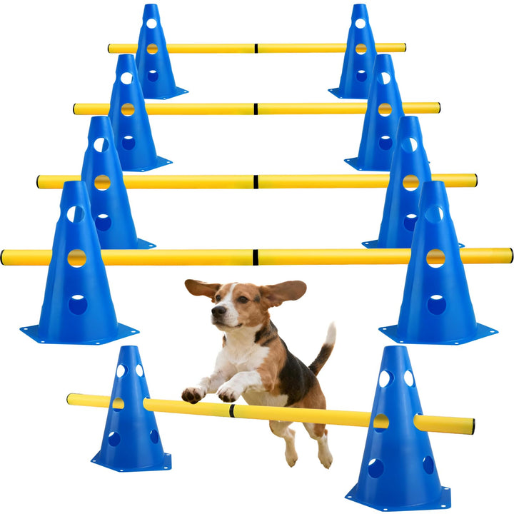 Steckhürden Set für Hunde, Agility Hürden für Hunde und Pferde, Agility Set mit 8 Kegel 23cm Höhe +