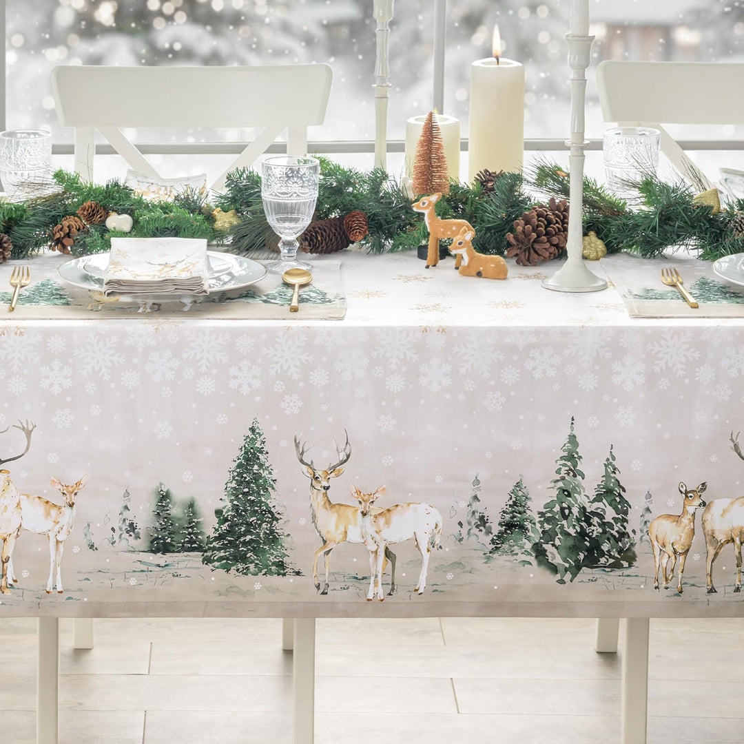 Maison d' Hermine Deer In The Woods 100% Baumwolle Tischdecke für Küche | Abendessen | Tischplatte |