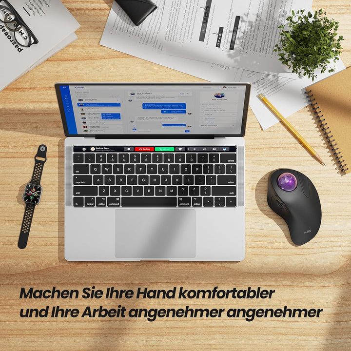 Nulea Kabellose Trackball-Maus,Ergonomisch &amp; Wiederaufladbar,Zeigefingersteuerung,5-stufig DPI (1600