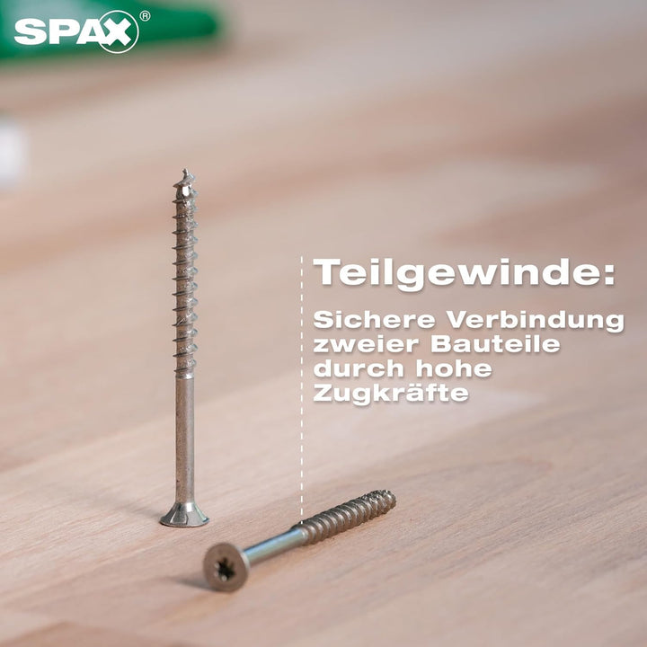 SPAX Universalschraube, 4 x 70 mm, 360 Stück, Teilgewinde, Senkkopf, T-STAR plus T20, 4CUT, WIROX A9