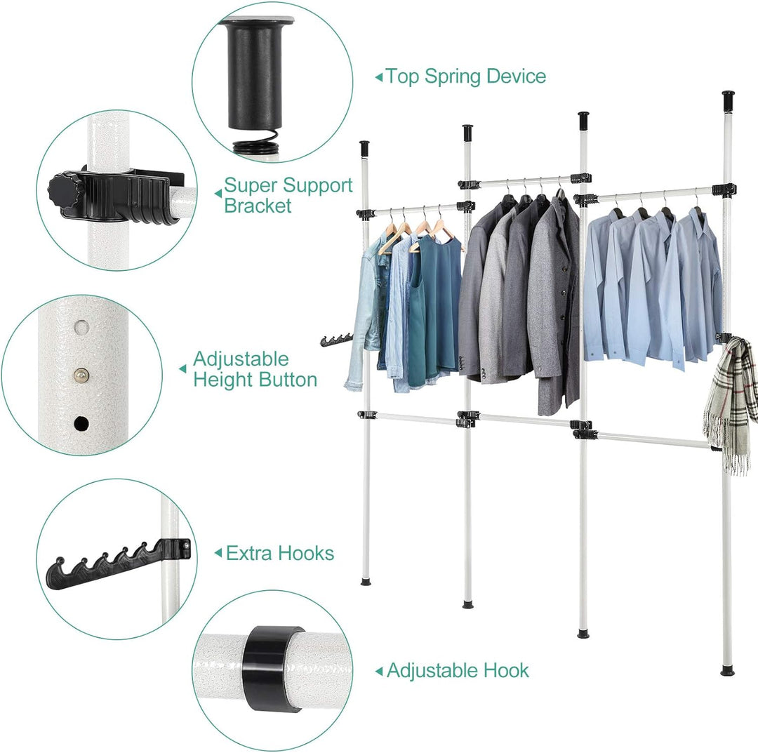 Yosoo Health Gear Begehbarer Kleiderschrank System, Teleskop Kleiderstange, Offener Kleiderschrank S