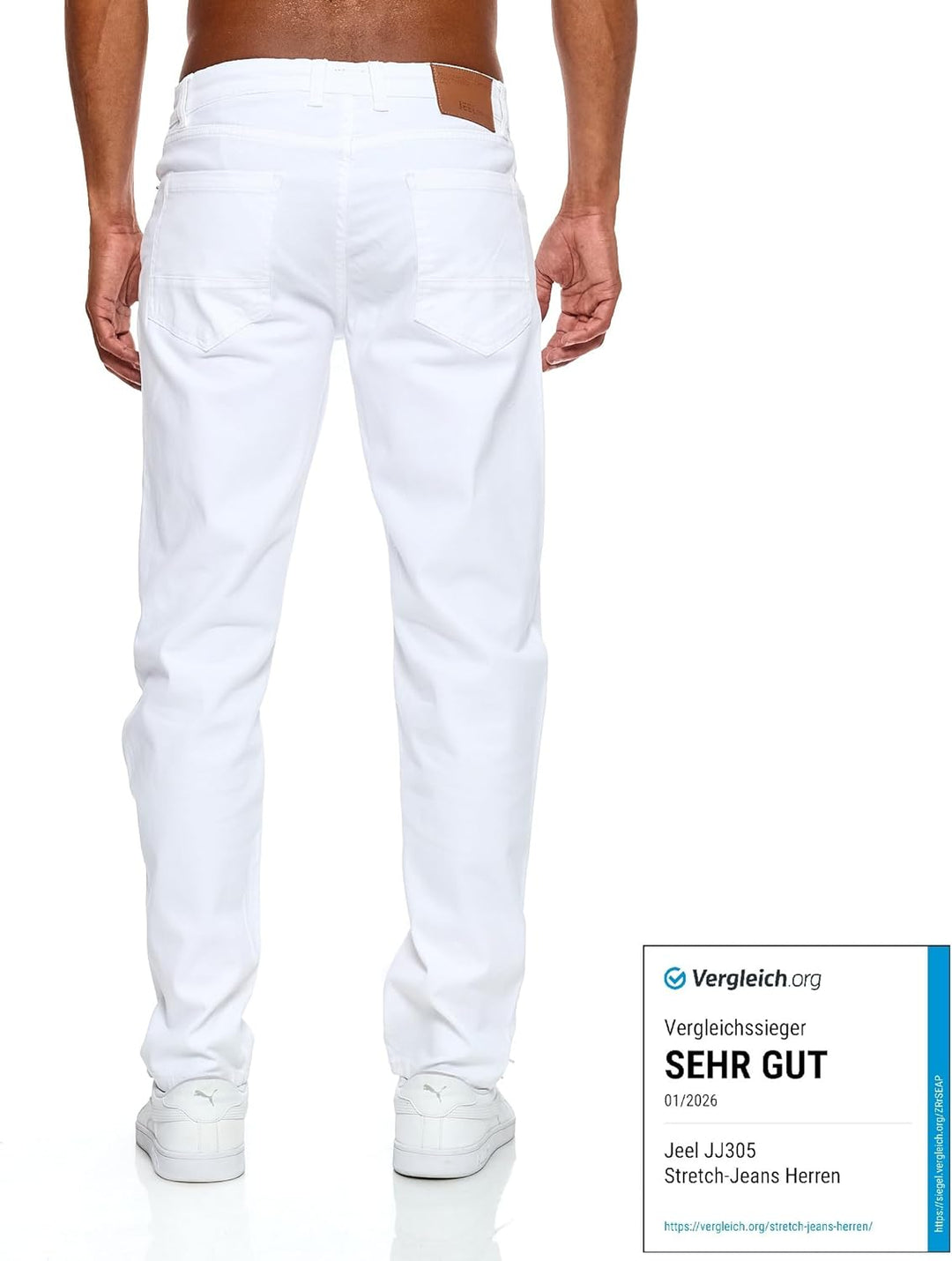 JEEL Herren-Jeans - Regular-Fit Straight-Cut - Stretch - Jeans-Hose Basic Washed 30W / 30L 08-weiss,