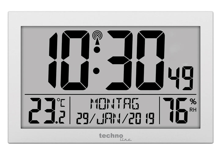 Technoline WS8016 WS 8016 Funk-Wand-Uhr mit Temperaturanzeige, Kuststoff, silber, klein: 22,5 x 14,3
