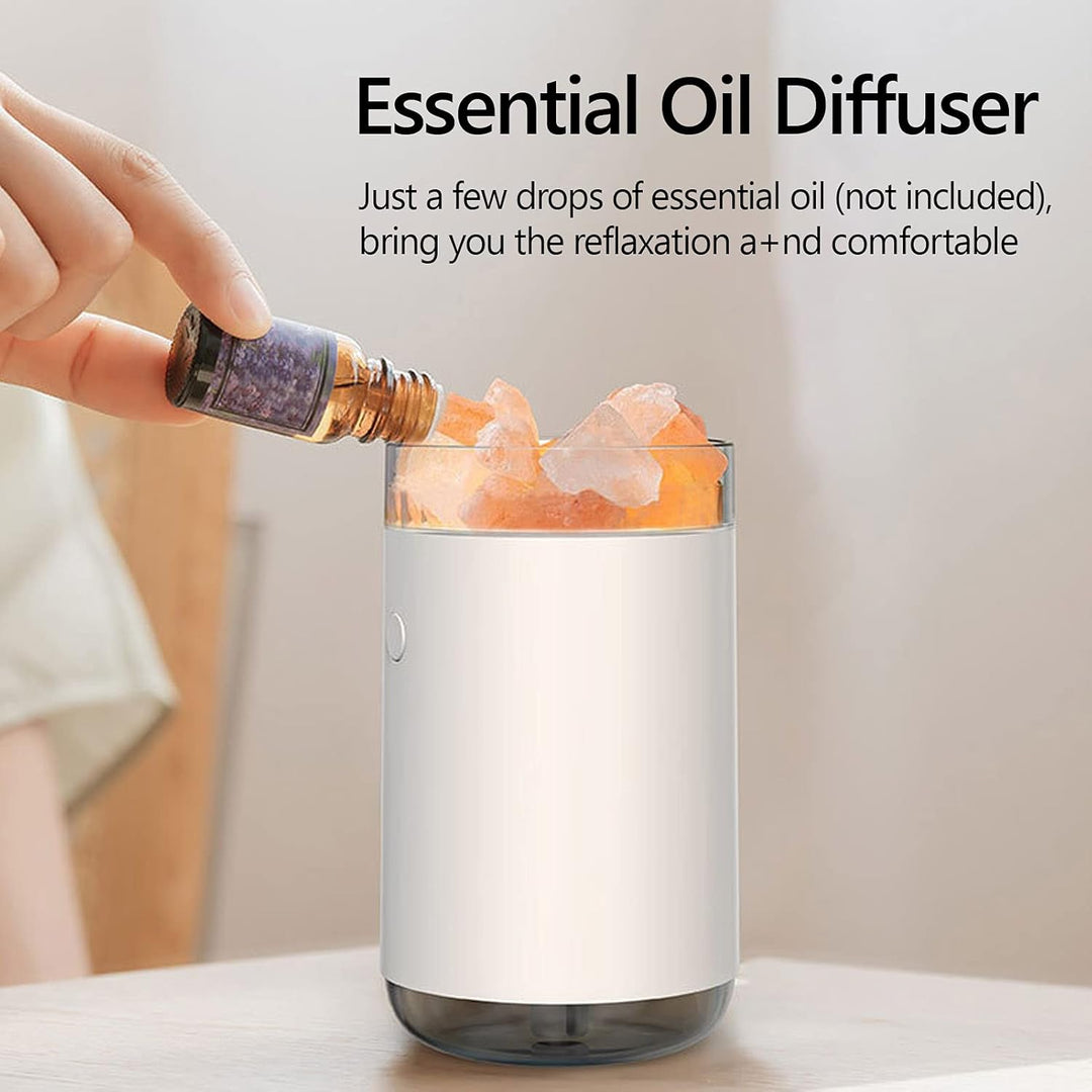 Irishom Luftbefeuchter Aroma Diffuser Salzstein Lampe 260ml USB Salzkristalllampe Duftöldiffuser mit